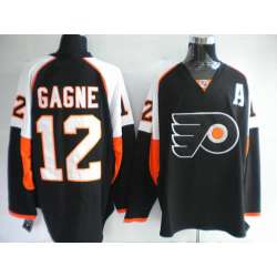 Philadelphia Flyers #12 Simon Gagne A Patch Black Jerseys