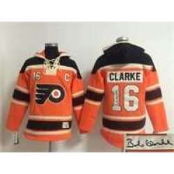 Philadelphia Flyers #16 Bobby Clarke Orange Stitched Signature Edition Hoodie
