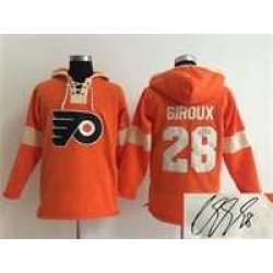 Philadelphia Flyers #28 Claude Giroux Orange Solid Color Stitched Signature Edition Hoodie