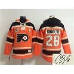Philadelphia Flyers #28 Claude Giroux Orange Stitched Signature Edition Hoodie