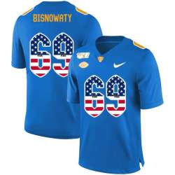 Pittsburgh Panthers 69 Adam Bisnowaty Blue USA Flag 150th Anniversary Patch Nike College Football Jersey Dyin