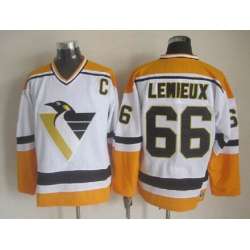 Pittsburgh Penguins #66 Mario Lemieux CCM White Yellow Jerseys