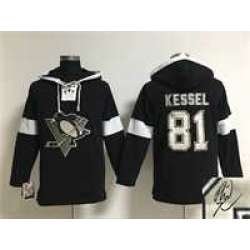 Pittsburgh Penguins #81 Phil Kessel Black Solid Color Stitched Signature Edition Hoodie