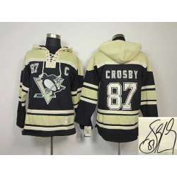 Pittsburgh Penguins #87 Sidney Crosby Black Stitched Signature Edition Hoodie