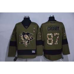 Pittsburgh Penguins #87 Sidney Crosby Green Salute to Service Stitched Hockey Jersey