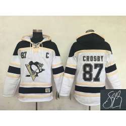 Pittsburgh Penguins #87 Sidney Crosby White Stitched Signature Edition Hoodie