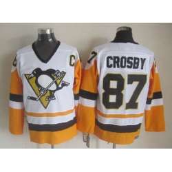 Pittsburgh Penguins #87 Sidney Crosby White Yellow CCM Throwback Jerseys