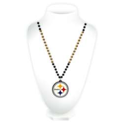Pittsburgh Steelers Beads with Medallion Mardi Gras Style