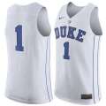 Printed Duke Blue Devils Nike #1 Basketball White Tank Top Jersey