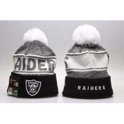 Raiders Fresh Logo Black Pom Knit Hat YP