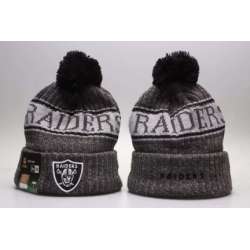 Raiders Gray Wordmark Cuffed Pom Knit Hat YP