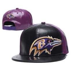 Ravens Team Logo Black Purple Leather Adjustable Hat GS