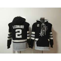 San Antonio Spurs #2 Kawhi Leonard Black All Stitched Hooded Sweatshirt