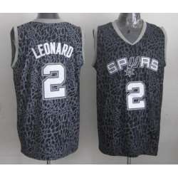 San Antonio Spurs #2 Kawhi Leonard Black Leopard Fashion Jerseys