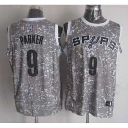 San Antonio Spurs #9 Tony Parker Gray City Luminous Stitched Jersey