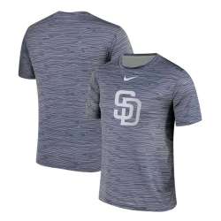 San Diego Padres Gray Black Striped Logo Performance T-Shirt