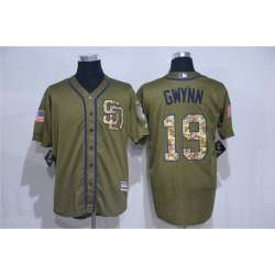 San Diego Padres #19 Tony Gwynn Green Salute to Service New Cool Base Stitched Baseball Jersey