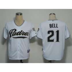 San Diego Padres #21 Bell White Cool Base Jerseys