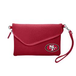 San Francisco 49ers Purse Pebble Fold Over Crossbody Dark Red - Special Order