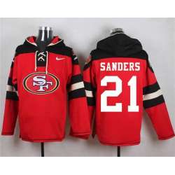 San Francisco 49ers #21 Deion Sanders Red Player Stitched Pullover NFL Hoodie
