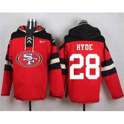 San Francisco 49ers #28 Carlos Hyde Red Player Stitched Pullover NFL Hoodie
