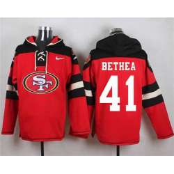 San Francisco 49ers #41 Antoine Bethea Red Player Stitched Pullover NFL Hoodie