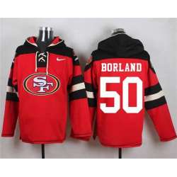 San Francisco 49ers #50 Chris Borland Red Player Stitched Pullover NFL Hoodie