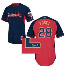 San Francisco Giants #28 Buster Posey 2014 All Star Navy Blue Signature Edition Jerseys