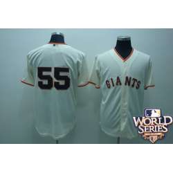 San Francisco Giants #55 tim lincenum cream world series Jerseys