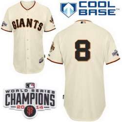 San Francisco Giants #8 Hunter Pence 2014 Champions Patch Cream Jerseys