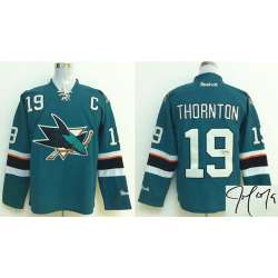 San Jose Sharks #19 Joe Thornton Blue Signature Edition Jerseys