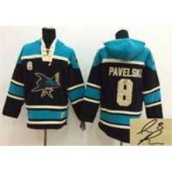 San Jose Sharks #8 Joe Pavelski Black Stitched Signature Edition Hoodie
