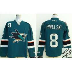 San Jose Sharks #8 Pavelski 2014 Blue Signature Edition Jerseys
