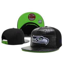 Seahawks Team Logo Black Leather Adjustable Hat LT