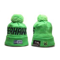 Seahawks Team Logo Green Cuffed Pom Knit Hat YP