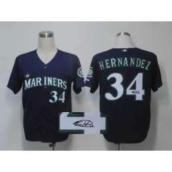 Seattle Mariners #34 Hernandez Dark Blue Signature Edition Jerseys