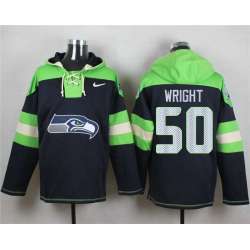 Seattle Seahawks #50 K.J. Wright Steel Blue Player Stitched Pullover NFL Hoodie
