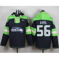 Seattle Seahawks #56 Cliff Avril Steel Blue Player Stitched Pullover NFL Hoodie