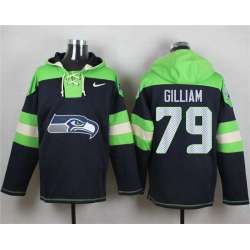 Seattle Seahawks #79 Garry Gilliam Steel Blue Player Stitched Pullover NFL Hoodie