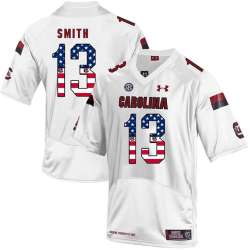 South Carolina Gamecocks 13 Shi Smith White USA Flag College Football Jersey Dyin