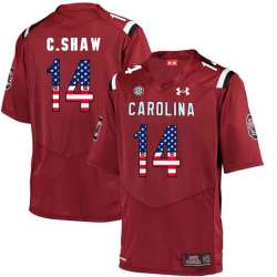 South Carolina Gamecocks 14 Connor Shaw Red USA Flag College Football Jersey Dyin