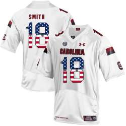 South Carolina Gamecocks 18 OrTre Smith White USA Flag College Football Jersey Dyin
