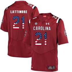 South Carolina Gamecocks 21 Marcus Lattimore Red USA Flag College Football Jersey Dyin