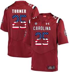 South Carolina Gamecocks 25 A.J. Turner Red USA Flag College Football Jersey Dyin