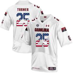 South Carolina Gamecocks 25 A.J. Turner White USA Flag College Football Jersey Dyin