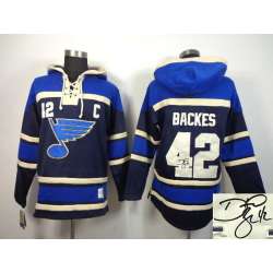 St. Louis Blues #42 Backes Navy Blue Stitched Signature Edition Hoodie