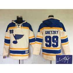 St. Louis Blues #99 Wayne Gretzky Cream Stitched Signature Edition Hoodie