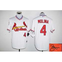 St. Louis Cardinals #4 Yadier Molina White New Cool Base Stitched Pullover Signature Edition Jersey