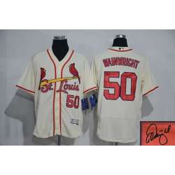 St. Louis Cardinals #50 Adam Wainwright Cream Flexbase Collection Stitched Signature Edition Jersey