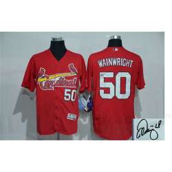 St. Louis Cardinals #50 Adam Wainwright Red Flexbase Collection Stitched Signature Edition Jersey